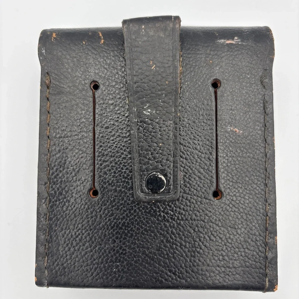 RARE Vintage IBM Tucky Swiss Made Black Leather Hard Case Field Belt Pouch